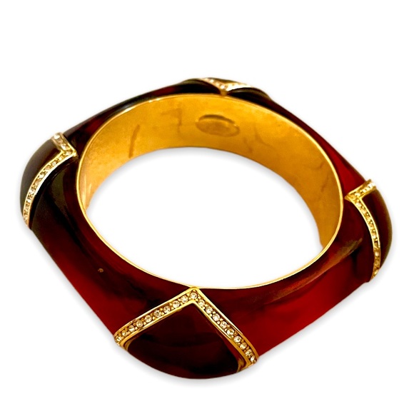 Vintage Jewelry - Vintage ABB CO. 18k Gold Red Carnelian & Smokey Quartz 1900s Victorian Bangle